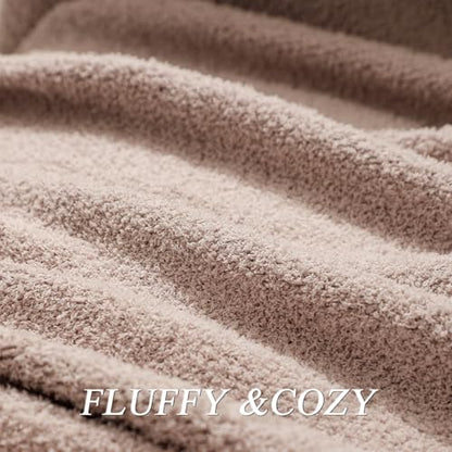 bearberry Knit Throw Blanket 53x71 Beige Super Soft Plush for Couch - color: Beige, size: Throw XL(53″x71″)