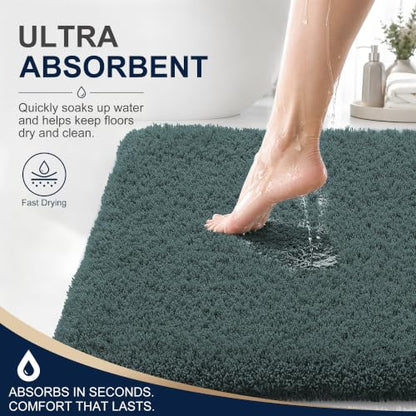 OLANLY Microfiber Bathroom Rugs 30x20, Ultra Soft Bath Mat, Blackish Green - color: Blackish Green, size: 30" X 20"