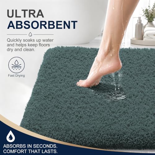 OLANLY Microfiber Bathroom Rugs 36x24, Ultra Soft Bath Mat, Blackish Green - color: Blackish Green, size: 36" X 24"