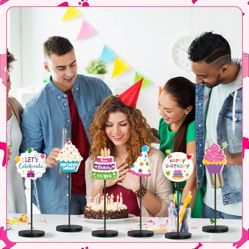 DoubleFill 6 Pcs Happy Birthday Party Decoration for Table Centerpieces - style: Happy Birthday
