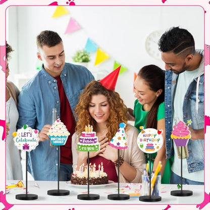 DoubleFill 6 Pcs Happy Birthday Party Decoration for Table Centerpieces - style: Happy Birthday