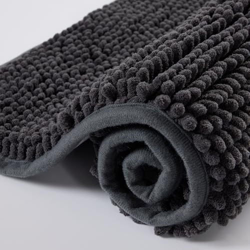 Chenille Bathroom Rug 32"x20" Soft Absorbent Quick Dry Rugs , Dark Gray - color: Dark Gray, size: 1'8" x 2'8" (Rectangular)