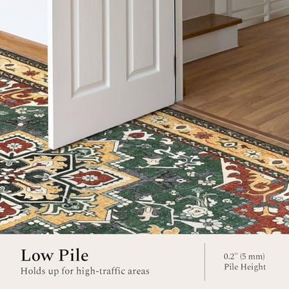 Rugflix 8x10 Area Rugs for Living Room, Washable Red Green Large Rug - color: Red Green, size: 8' x 10' (Rectangular)