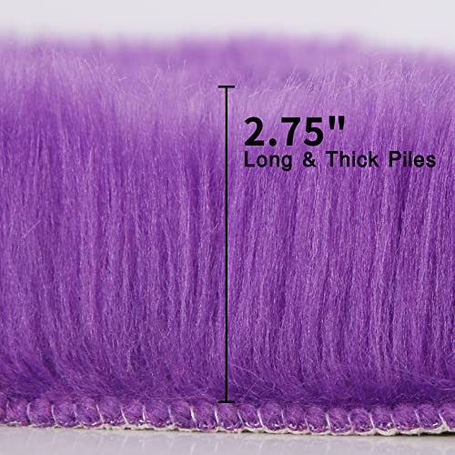 duduta Purple Faux Sheepskin Runner Rugs 2x6 ft, Fluffy Fur Couch Covers - color: Purple, size: 2' x 6' (Runner)