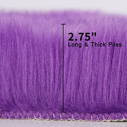 duduta Purple Faux Sheepskin Runner Rugs 2x6 ft, Fluffy Fur Couch Covers - color: Purple, size: 2' x 6' (Runner)