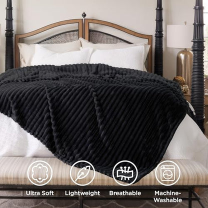 Bedsure Soft Queen Size Blanket for Bed Black 90"x90" - color: Black, size: Queen