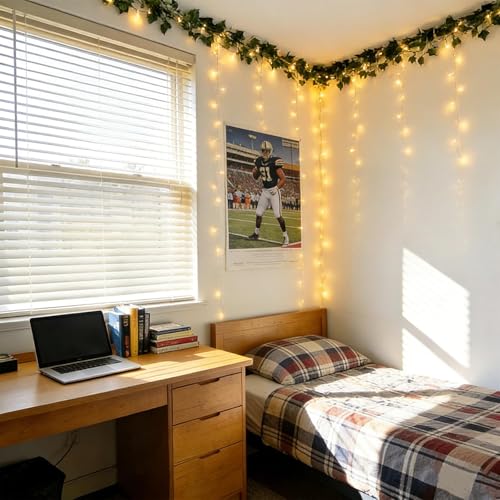 Knitgrip 12 Pcs Fake Vines with Fairy Lights for Room Artificial Ivy Vines - color: Green, size: Pothos Leaves