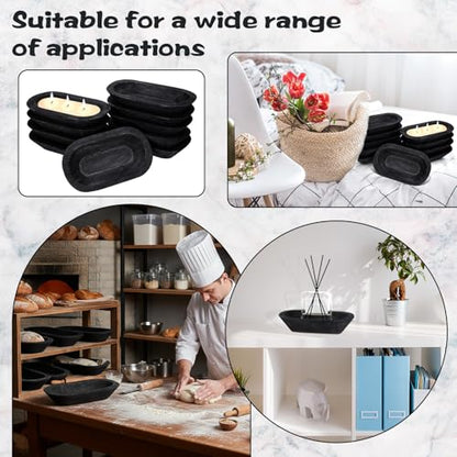 Nuogo 10 Pack 12.5 Inches Wooden Dough Bowls Bulk Rustic Bowls, Black - color: Black, size: 12.5 Inches