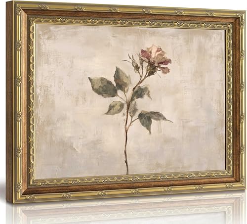 Vintage Gold Framed Wall Art Vintage Flower Oil Painting Wall Decor - color: Rustic Floral, size: 9"L x 11"W