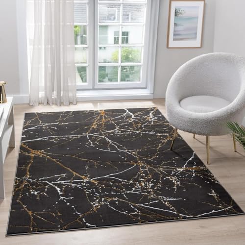 LUXE WEAVERS Modern Abstract Non-Shedding Area Rug Black 5x7 - color: Black, size: 5' x 7' (Rectangular)
