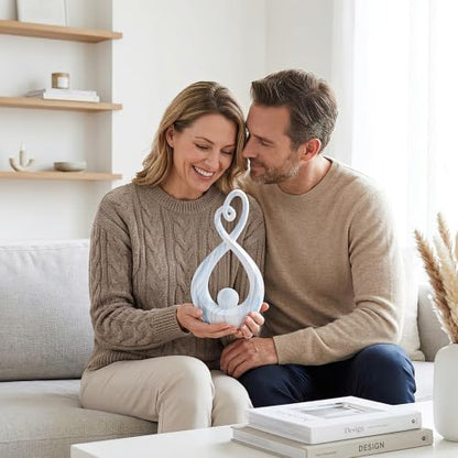 Ceramic Heart Sculpture Home Decor, Blue Modern Statue Shelf Table - color: Blue Marble 11447