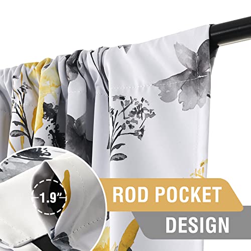 H.VERSAILTEX 100% Blackout Curtains 84 Inches for Bedroom, Grey/Yellow - color: Grey/Yellow, size: 52"W x 84"L (Pack of 2)