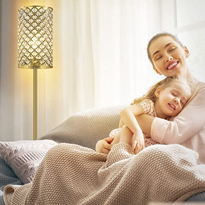 GyroVu Gold Floor Lamp,Elegant Crystal Floor Lamp Modern Standing Lamp with On/Off Foot Switch,Tall Pole Accent Lighting for Living Room, Girl Bedroom, Dresser, Office - color: Gold