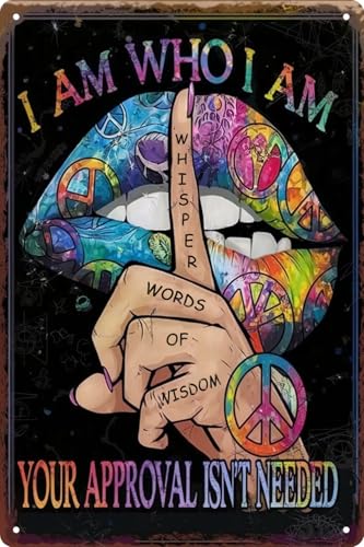 I Am Who I Am Whisper Words of Wisdom Vintage Metal Tin Sign 8x12 in Multipurpose Wall Hanging Decor for Garage Bedroom Porch Garden Cafe Man Cave Retro Outdoor Wall Art Decoration - color: I Am Who I Am