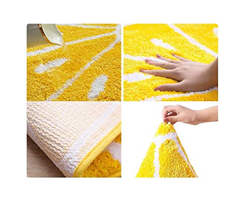 Lemon Bathroom Rug Yellow Semi-Circle Tufted Mat Anti-slip Water-Absorbent - color: Yellow, size: 1'6" x 2'2" (Semicircular)
