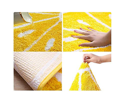 Lemon Bathroom Rug Yellow Semi-Circle Tufted Mat Anti-slip Water-Absorbent - color: Yellow, size: 1'6" x 2'2" (Semicircular)