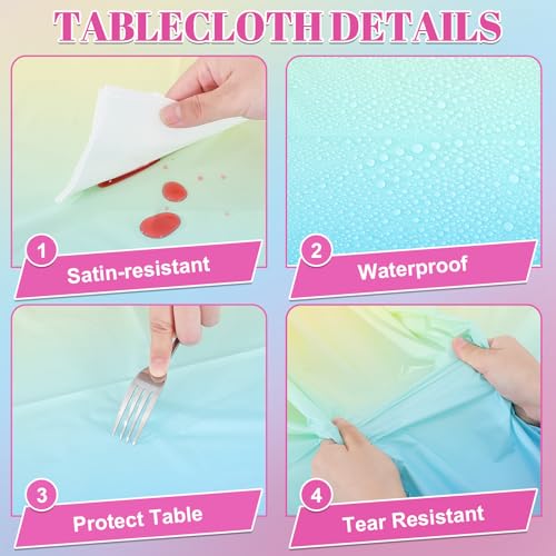 NatNarr 3 Pack Plastic Pastel Tablecloths, Disposable Princess Table Cloth - color: Rainbow