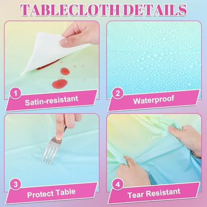 NatNarr 3 Pack Plastic Pastel Tablecloths, Disposable Princess Table Cloth - color: Rainbow