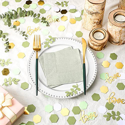 Kathfly 500 Pcs Greenery Wedding Table Confetti, Mint‑olive - color: Gold, Tea Green, Light Green, White
