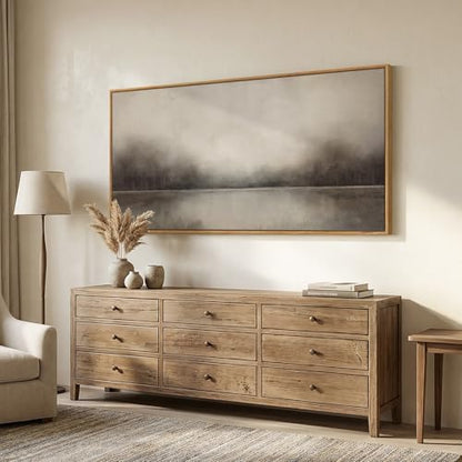 Large Framed Neutal Abstract Landscape Wall Art for Living Room, 60x30 In - color: Grey A, size: 60"L x 30"W
