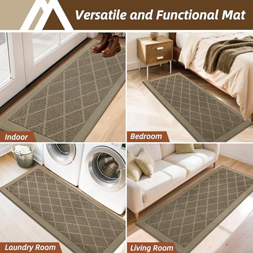 COSY HOMEER Non-Slip Door Mat 20"x48",Entryway Rugs Low Profile,Beige - color: Beige, size: 4' x 1'8" (Rectangular)