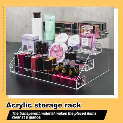 12in 4 Tier Acrylic Riser, Clear Display Organizer, Cupcake Stand & Shelves
