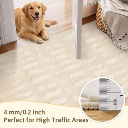 Yamaziot Washable 8x10 Area Rugs for Living Room Textured Non Slip, Beige - color: Beige, size: 8' x 10' (Rectangular)