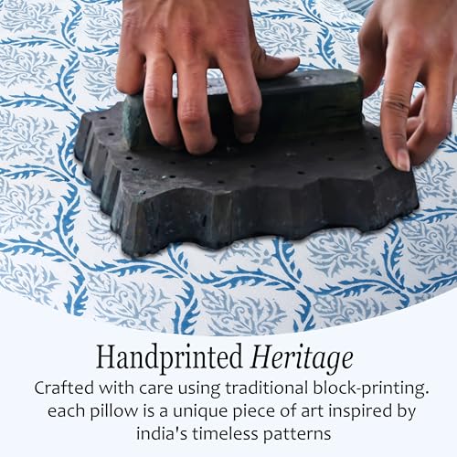 CPC Indigo Regal Block Print Ruffle Sham Pillow Cover 12x20 Inch, Pack of 1 - color: Indigo Regal, size: 20" x 12" (Pack of 1)