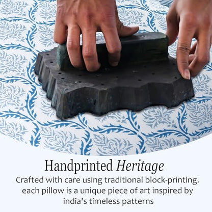 CPC Indigo Regal Block Print Ruffle Sham Pillow Cover 12x20 Inch, Pack of 1 - color: Indigo Regal, size: 20" x 12" (Pack of 1)