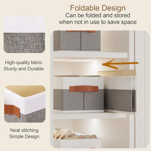 Storage Baskets Containers,White/Gray Boxes,15x6x5 In,3-Pack - color: White/Grey, size: 3-Pack