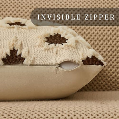 DFXSZ Fall Pillow Covers 18x18 Set of 2 Brown MapleLeafs Embroidery Biege - color: Beige Rust, size: 18" x 18" (Pack of 2)