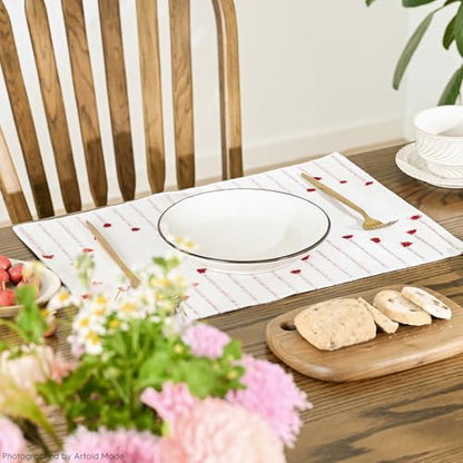 Artoid Mode Red Christmas Woven Rustic Placemats Set of 4-12x18 Inch - color: Red, size: 12" x 18", 4 Pcs