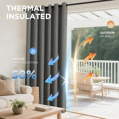 Joydeco Blackout Curtains 90 Inches Long 2 Panels Burg, Room Darkening Curtains for Bedroom, 100% Black Out Textured Thermal Drapes Privacy Protection 2 Panels Set(W52 x L90 Inch, Grey) - color: Dark Grey, size: 52"W x 90"L (Pack of 2)
