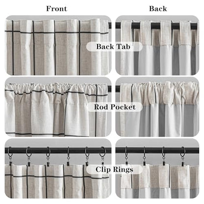 MYSKY HOME 100% Blackout Plaid Linen Curtains 63 Inches Long Double Layer Farmhouse Thermal Insulated Checkered Print Drapes with Rod Pocket Back Tab for Bedroom Living Room, 2 Panels, 52"Wide, Black - color: Black, size: 52"W x 63"L (Pack of 2)