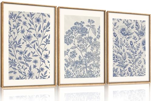 DRACIT Classic Chinoiserie Flower Framed Canvas Wall Art Set-16"x24"x3 - color: Classic Chinoiserie Flower Wall Art, size: 16"L x 24"W