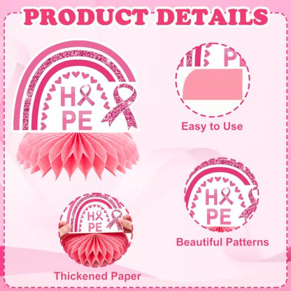 10Pcs Breast Cancer Awareness Honeycomb Centerpieces for Table - style: Breast Cancer Awareness Style