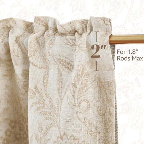 jinchan Linen Valance Curtain Farmhouse 18 Inch 1 Panel Taupe on Beige - color: Forest | Taupe, size: 50"W x 18"L (Pack of 1)