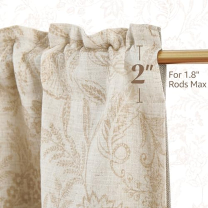 jinchan Linen Valance Curtain Farmhouse 16 Inch 1 Panel Taupe on Beige - color: Forest | Taupe, size: 50"W x 16"L (Pack of 1)
