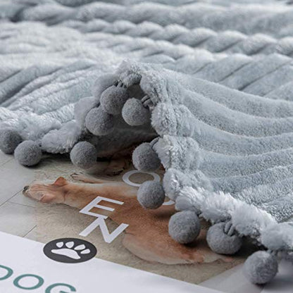 DISSA Fleece Blanket Queen Size – 71x80, Grey – Soft, Plush, Fluffy, Fuzzy, Warm, Cozy – Perfect Throw for Couch, Bed, Sofa - with Pompom Fringe - Flannel Blanket - color: Grey, size: 71x80"
