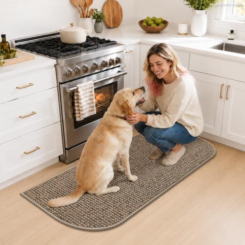 COSY HOMEER Half Moon Kitchen Rug Non-Slip Washable Kitchen Sink Mat - color: Beige, size: 17" × 48" (Semicircular)