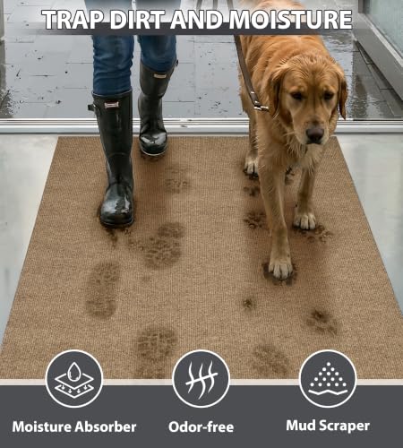 jxgzyy Outdoor Runner Rug 2'11" x 9'10" with Scraper Pile - color: Brown, size: 2'11" x 9'10" (Rectangular)