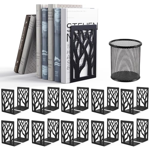 Book Ends-Metal Book End Supports for Bookrack Desk (Black, 10 Pair) - color: Black, size: 10 Pair