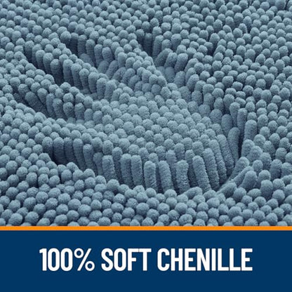OLANLY Toilet Rugs U-Shaped 20x20, Soft Absorbent Chenille Contour Rugs - color: Airy Blue, size: 20" X 20" Contour Rug