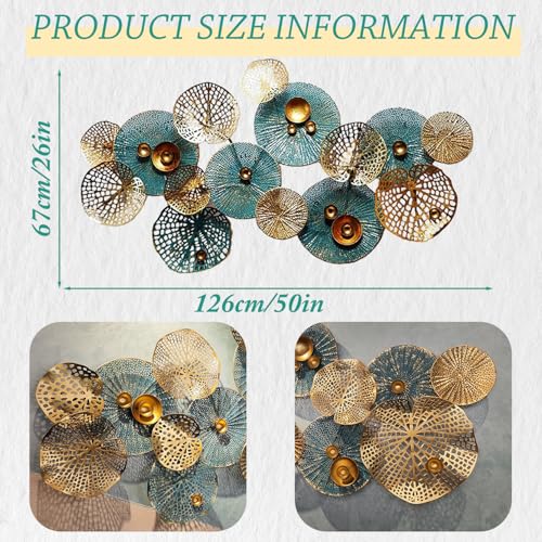 edaknez Large Metal Wall Art, 50"x26" Metal Lotus Leaf Flower Wall Decor - color: C 50 inch x 26 inch