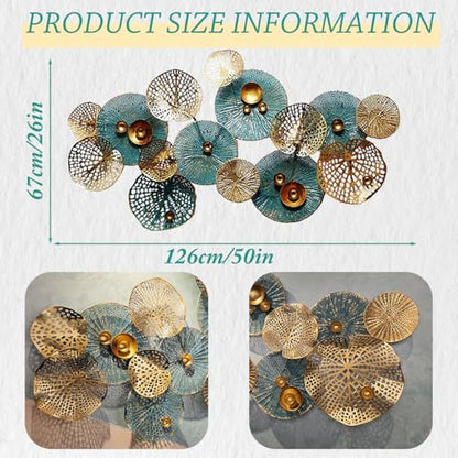 edaknez Large Metal Wall Art, 50"x26" Metal Lotus Leaf Flower Wall Decor - color: C 50 inch x 26 inch