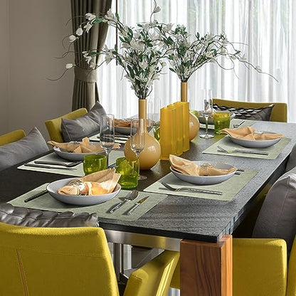 Maxpearl Faux Leather Placemats Set of 6, Easy to Clean, Light Green - color: Light Green