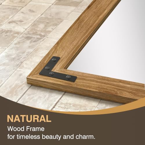 Bathroom Mirror for Wall, 24" x 36" Wooden Vanity Mirror - size: 36"L x 24"W