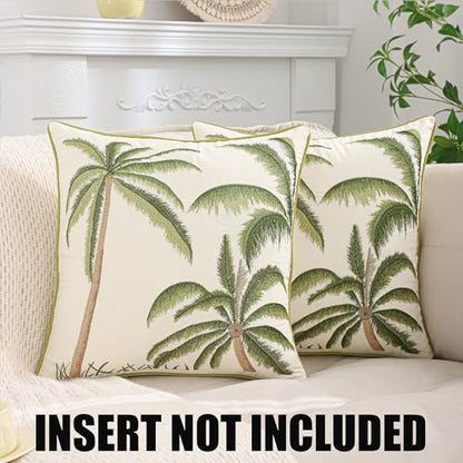Green Palm Tree Throw Pillow Covers 18x18 Inch Set of 2 - color: A-green Palm Tree