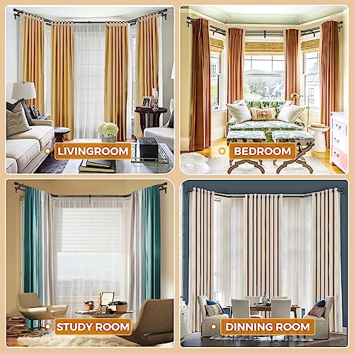 HOTOZON Double Bay Window Curtain Rods 36 to 72 Inches(Center Rod), Black - color: Black