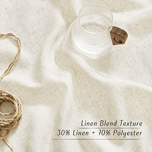 NICETOWN Natural Linen Kitchen Curtains, Casual Rod Pocket & Back Tab Semi Sheer Curtains & Drapes Privacy Assured with Light Through for Bedroom/Farmhouse, W55 x L54, Sold as 2 Panels - color: Natural, size: 55"W x 54"L (Pack of 2)